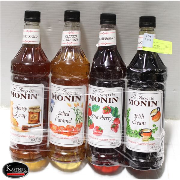 4 ASSORTED MONIN SYRUPS