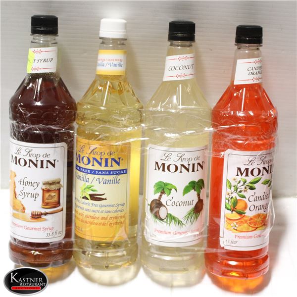 4 ASSORTED MONIN SYRUPS