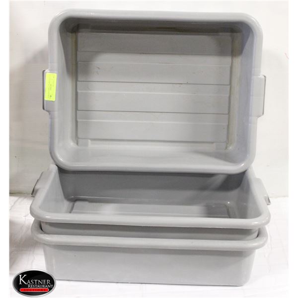 3 - 13.5" X 18" X 5" GREY BUS BINS