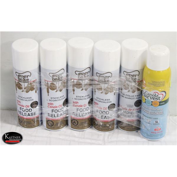 5 BOTTLES OF EVER BAKE FOOD RELEASE & 1 CAN OF