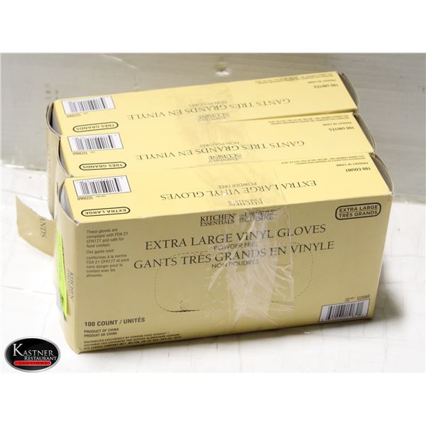 3 BOXES OF 300 XL VINYL GLOVES