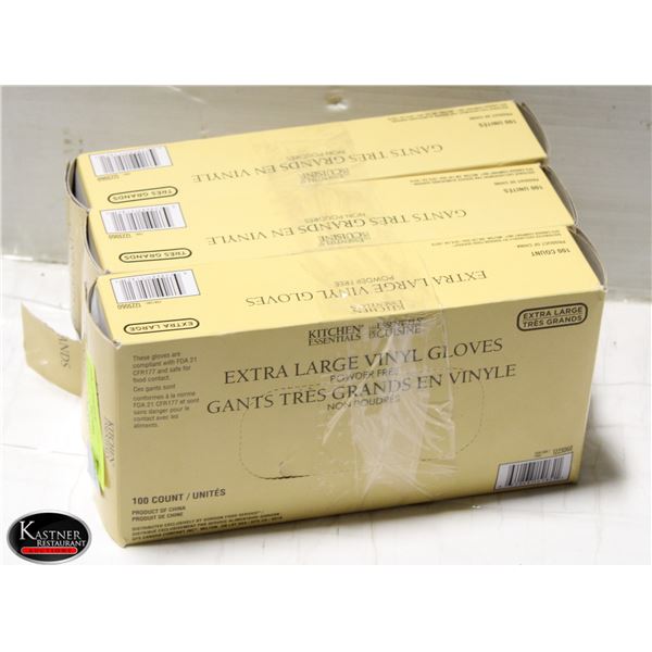 3 BOXES OF 300 XL VINYL GLOVES