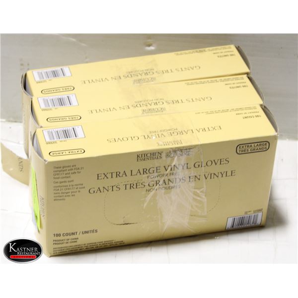 3 BOXES OF 300 XL VINYL GLOVES