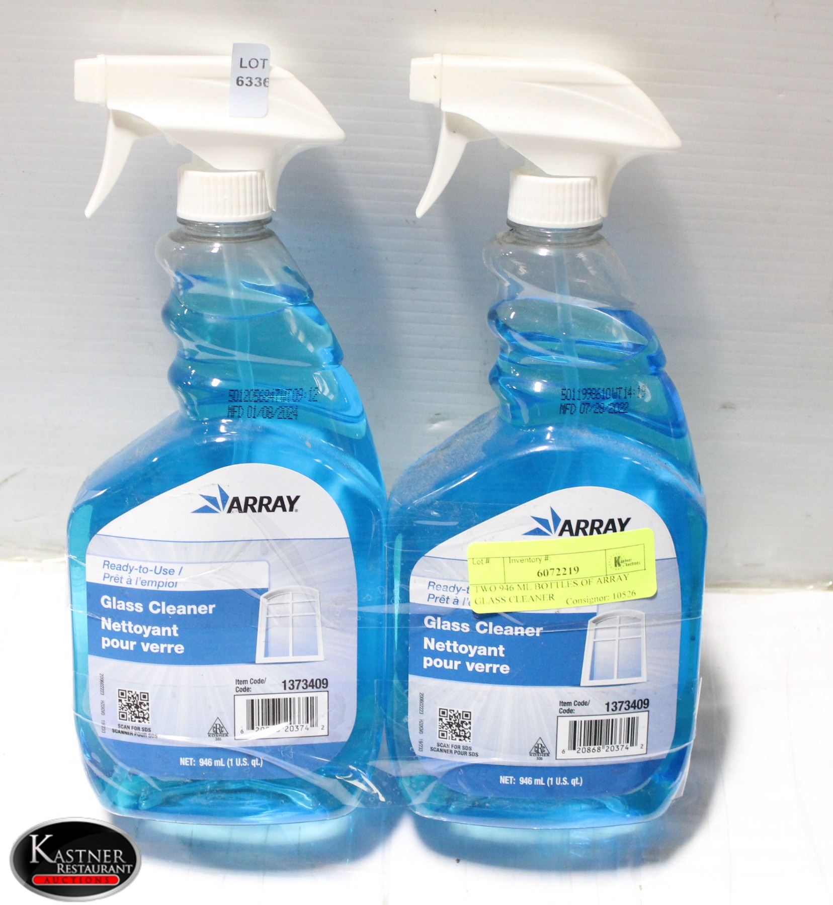 TWO 946 ML BOTTLES OF ARRAY GLASS CLEANER