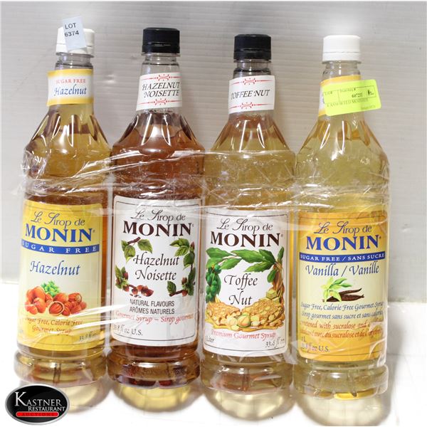 4 ASSORTED MONIN SYRUPS