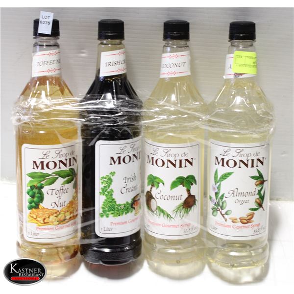 4 ASSORTED MONIN SYRUPS