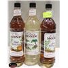 Image 1 : 3 ASSORTED 1L BOTTLES OF MONIN SYRUPS