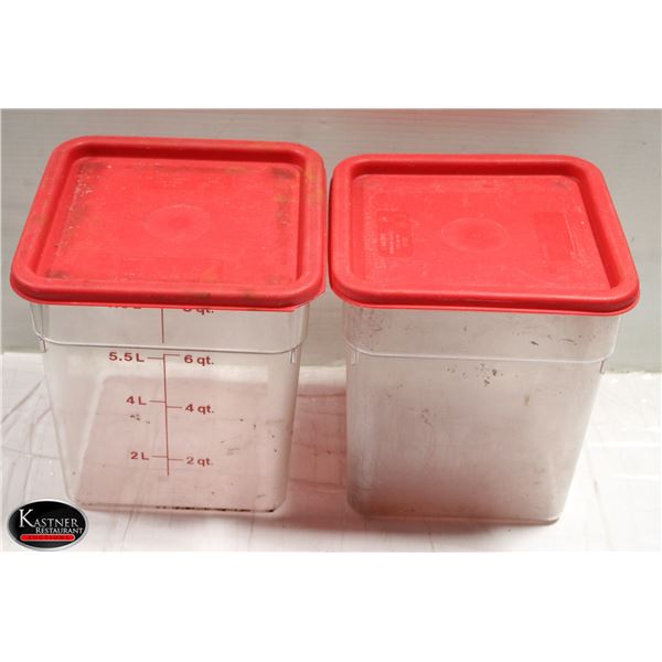 PAIR OF 8 QT CAMBRO DRY STORAGE BINS W/ LIDS