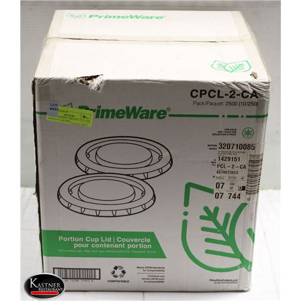 BOX OF APPROX 2500 CPCL-2-CA 20Z PORTION CUP LIDS