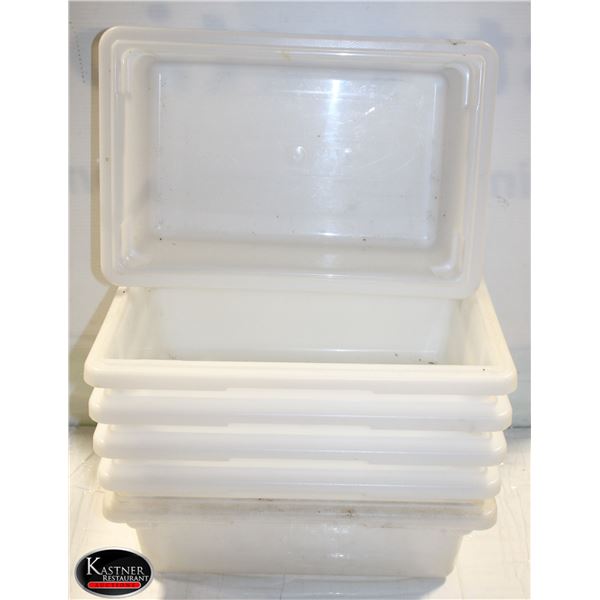 6 16" X 10" X 6" POLY STORAGE BINS * NO LIDS *