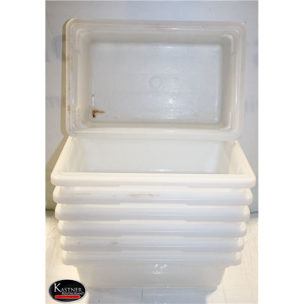 7 16" X 10" X 6" POLY STORAGE BINS * NO LIDS *