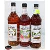 Image 1 : 3 ASSORTED 1L BOTTLES OF MONIN SYRUPS