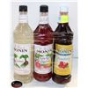 Image 1 : 3 ASSORTED 1L BOTTLES OF MONIN SYRUPS