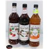 Image 1 : 3 ASSORTED 1L BOTTLES OF MONIN SYRUPS