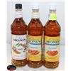 Image 1 : 3 ASSORTED 1L BOTTLES OF MONIN SYRUPS