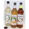 Image 1 : 3 ASSORTED 1L BOTTLES OF MONIN SYRUPS