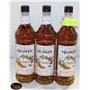 Image 1 : 3 ASSORTED 1L BOTTLES OF MONIN SYRUPS