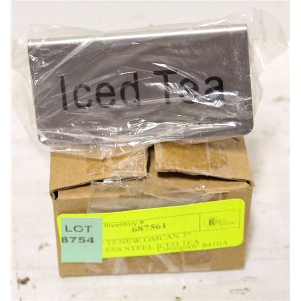 LOT OF 12 NEW OMCAN 3" STAINLESS STEEL ICED TEA