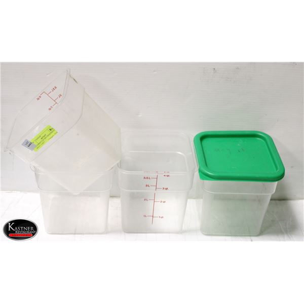 4 CAMBRO 4 QT DRY INGREDIENT BINS * 1 LID *
