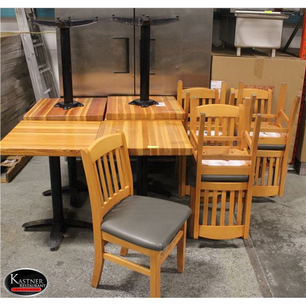 6 TABLES W. 7 CHAIRS WITH BACK RESTS