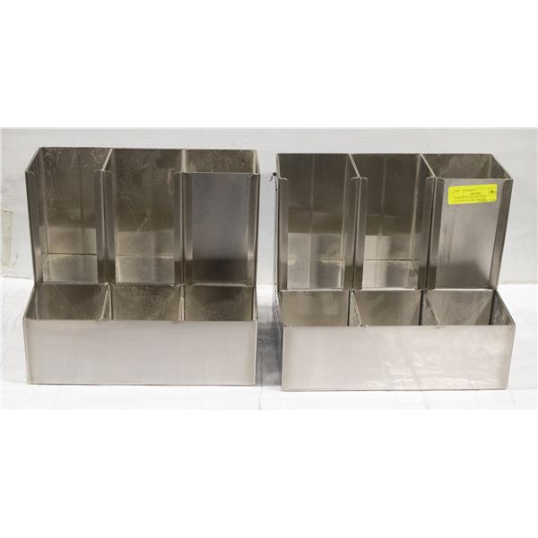 PAIR OF STAINLESS STEEL CONDIMENT ORGANIZERS