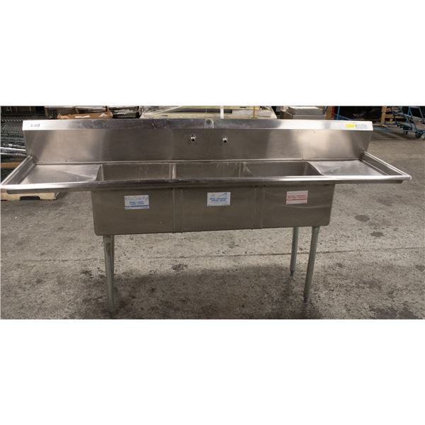 18" X 17" X  11" 3 WELL S/S SINK WITH FAUCET & PRE