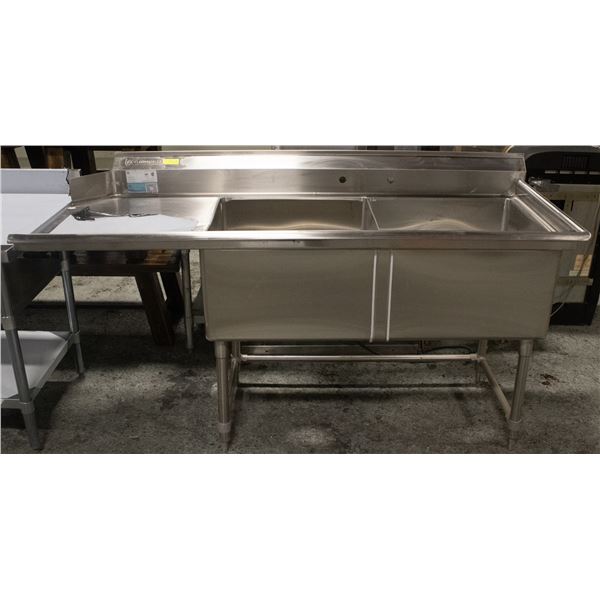 24" X 24" X 14" DOUBLE WELL SINK W/ LEFT DRAIN