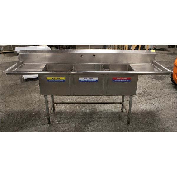 18" x 21" x 31" 3 WELL S/S SINK W/ LEFT & RIGHT
