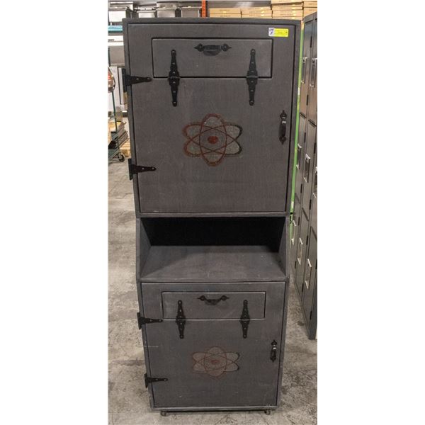 TWO TIER WOOD STORAGE CABINET / RECYCLE BIN