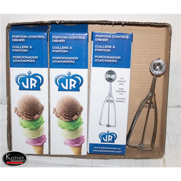 THREE NEW VOLLRATH 18/8 S/S PORTION SERVERS