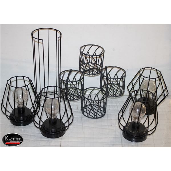 4 TABLE TOP LAMPS + CONDIMENT HOLDERS