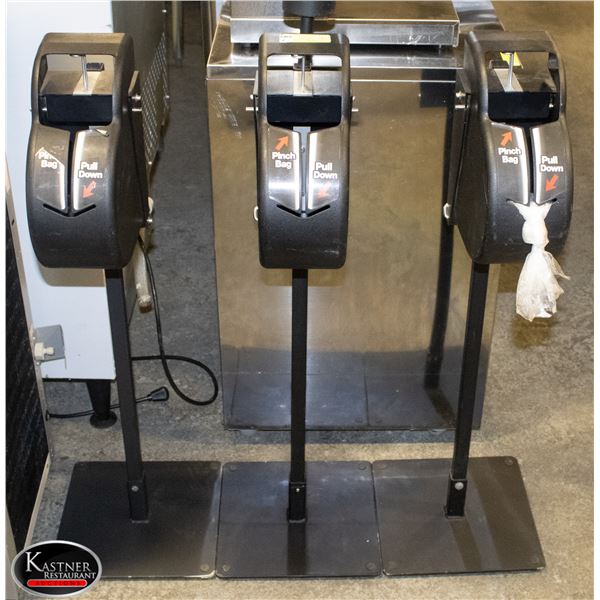 THREE 40" HD COMMERCIAL FOOD / PRODUCE BAG STANDS