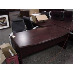 Mahogany L-shape Bowfront Executive Desk