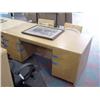 Image 1 : Honey Maple Double Pedestal Executive Desk