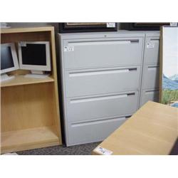 Grey Steelcase 4 Drawer Lateral File Cabinet