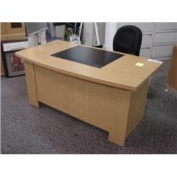 Ash Maple Inlay Bowfront Executive Desk