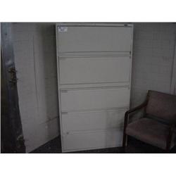 Cream 5 Drawer Lateral File Cabinet