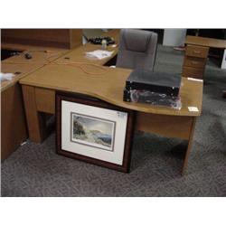 Honey Maple L-shape Wave Front Executive Desk