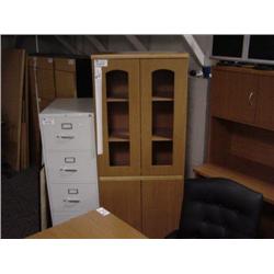 Honey Maple Glass Door Hutch