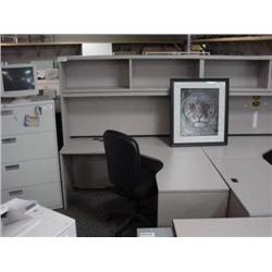 Grey Matrix  L-shape Executive Desk W/ Hutch