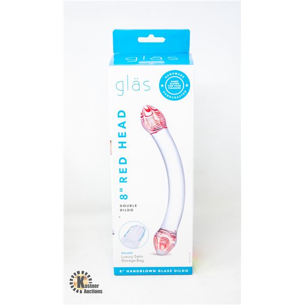 GLAS 8" RED HEAD DOUBLE DILDO