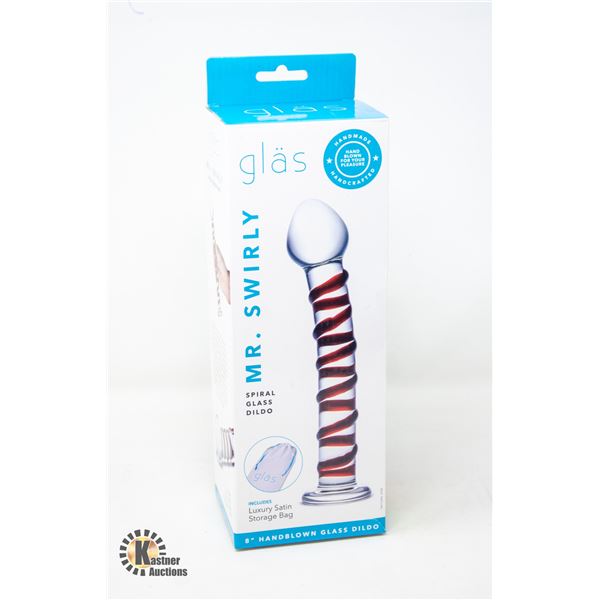 GLAS 8" MR.SWIRLY SPIRAL GLASS DILDO