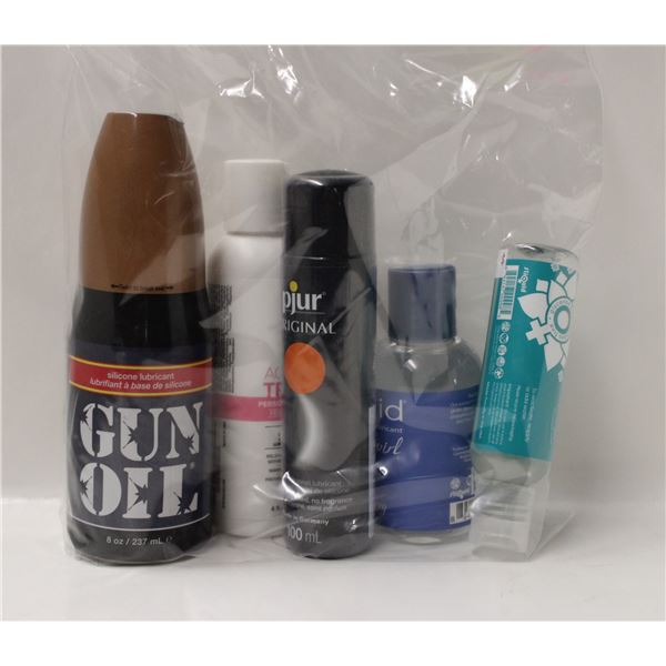 BAG OF 5 ASSORTED PERSONAL LUBRICANTS