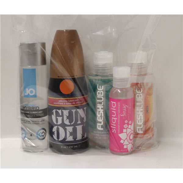 BAG OF 5 ASSORTED PERSONAL LUBRICANTS