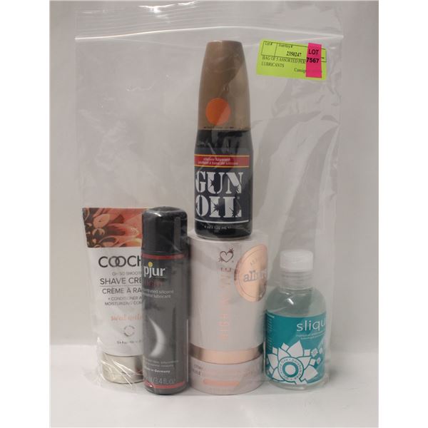 BAG OF 5 ASSORTED PERSONAL LUBRICANTS
