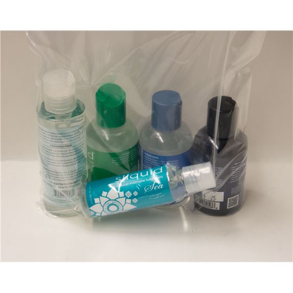 BAG OF 5 ASSORTED PERSONAL LUBRICANTS