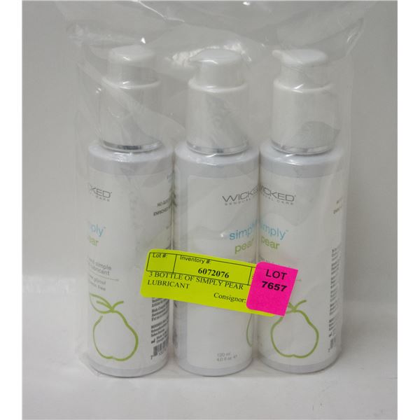 3 BOTTLE OF SIMPLY PEAR LUBRICANT