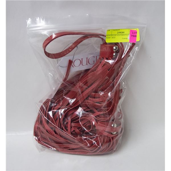 NEW ROUGE LEATHER FLOGGER WHIP - RED