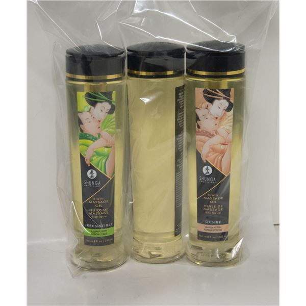 3 BOTTLES OF SHUNGA EROTIC MASSAGE OIL 240ML