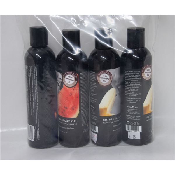 4 BOTTLES OF EDIBLE MASSAGE OIL 237ML